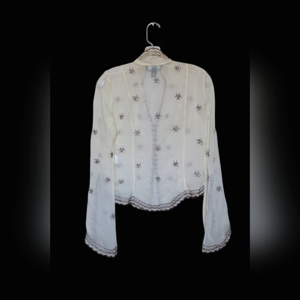 Laundry Sheer Silk Top Kimono Flare Sleeve Castlecore Victorian Renfair Folk XS - Picture 7 of 16